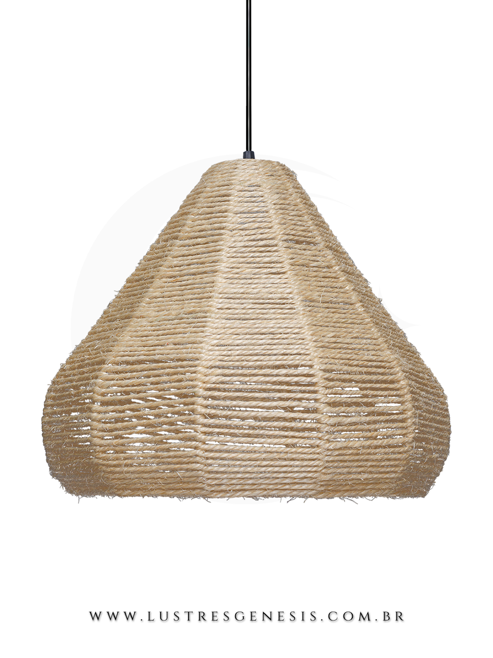 Lumin&aacute;ria Pendente Palha Macuco Bege Natural Modelo Rustico 37cm para Sala de Jantar Sala de Estar Quarto Living